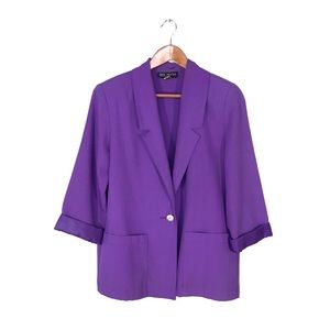 VINTAGE Block Island Purple Padded Shoulder Blazer, 8 Petite, Pre-Loved